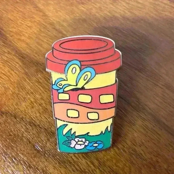 DISNEY PARKS MYSTERY PIN COFFEE CUP BAMBI BUTTERFLY - Picture 1 of 2